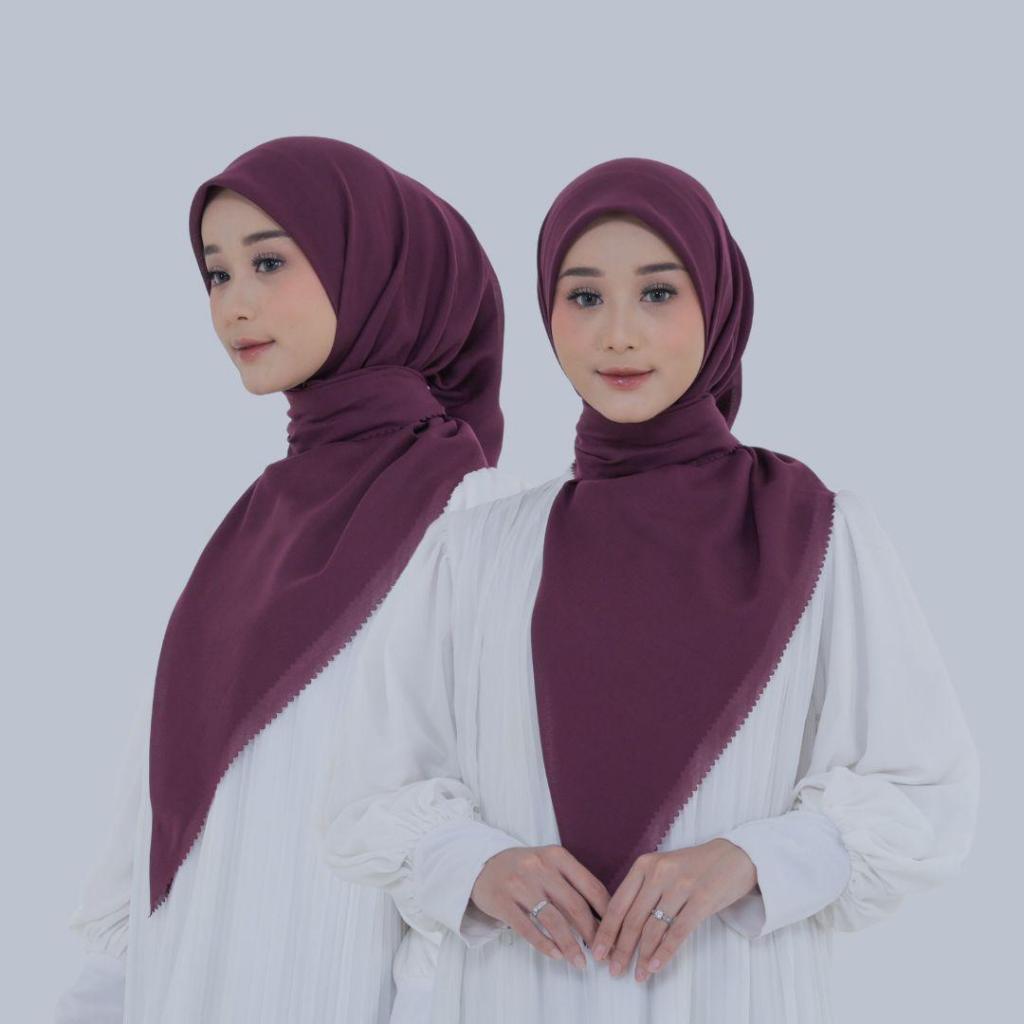 Hijab Terbaru-Hijab Segiempat Voal Premium Lasercut Burgundy