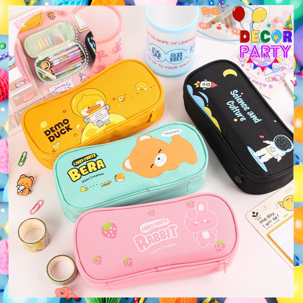 

DP Tempat Pensil Karakter Kartun Kotak Pensil Sleting Lucu Kotak Pensil Serbaguna Motif Animal Tempat Alat Tulis Perlengkapan Sekolah Kantor Double Layer Kotak Pensil Anak Perempuan Kapasitas Besar