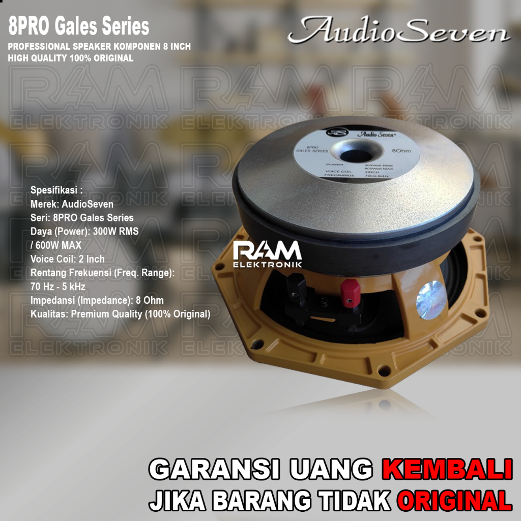 Komponen Speaker 8 Inch AUDIO SEVEN 8PRO | 8 PRO Original MAX 600 Watt