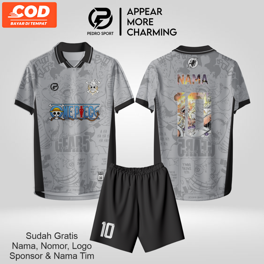 Jersey Full Printing Jersey Futsal Jersey Bola custom jersey anime jersey one piece jersey luffy gea