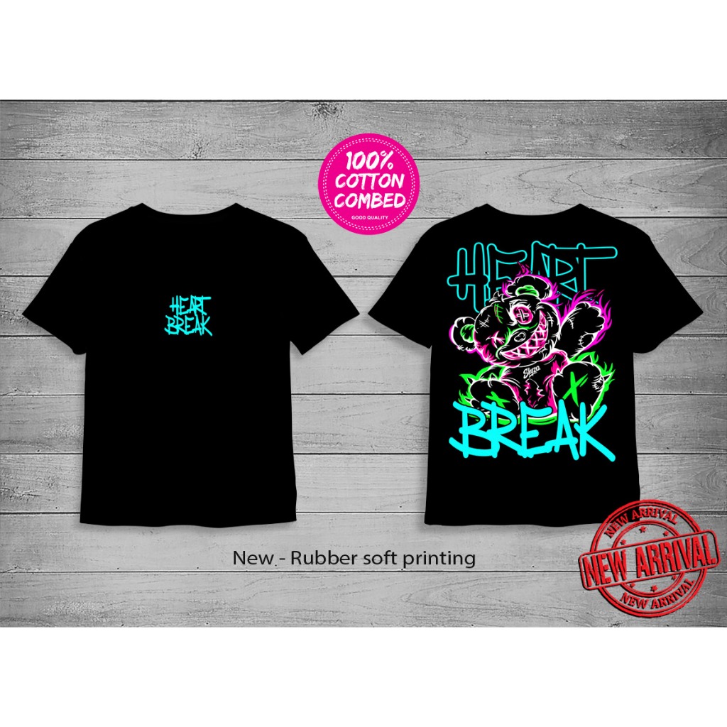 kaos pria baju "Beruang Api Heart Break"