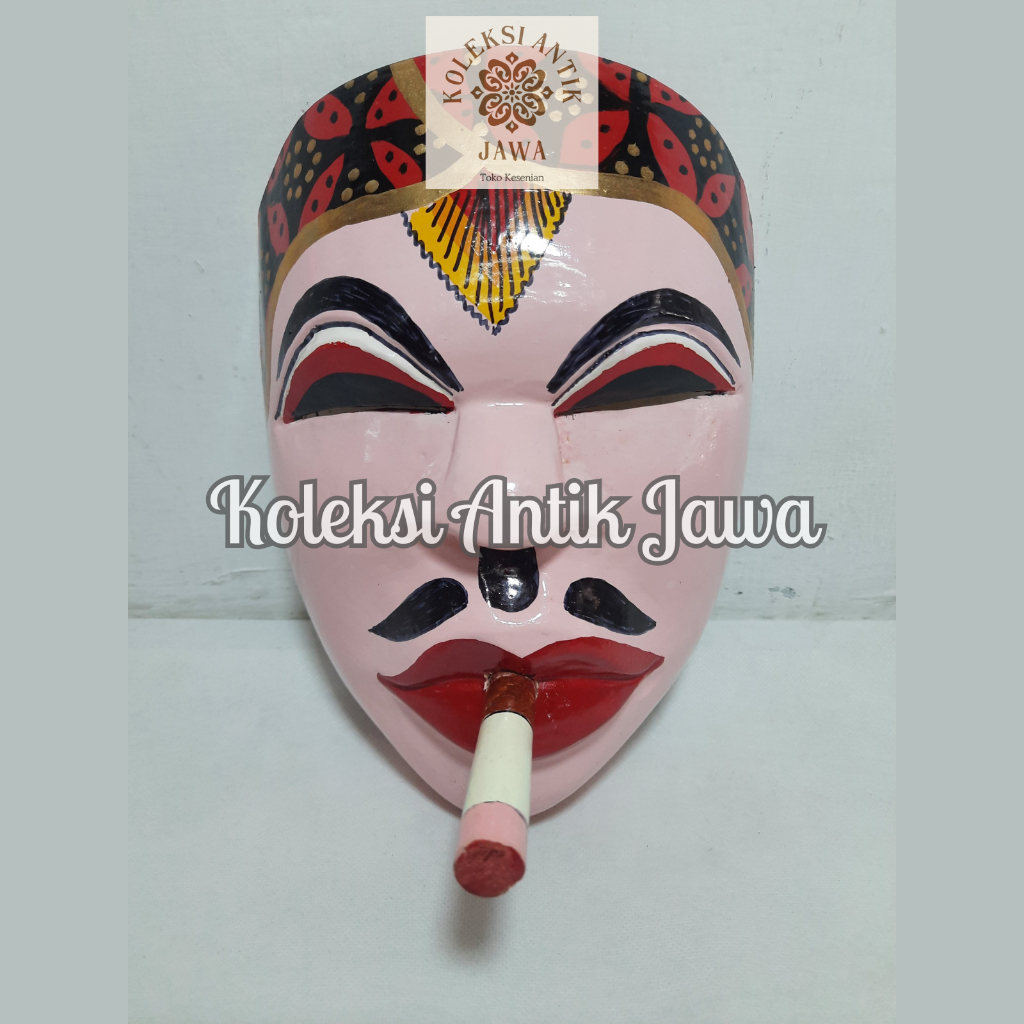 Topeng Kayu Wayang Perokok Ekspresi Lucu Komedi Dagelan