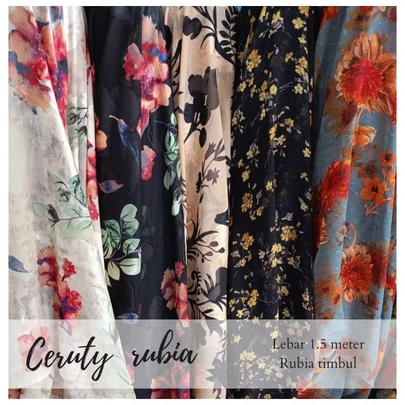 kain ceruty uragiri motif bunga terbaru - kain sifon rubiah motif timbul
