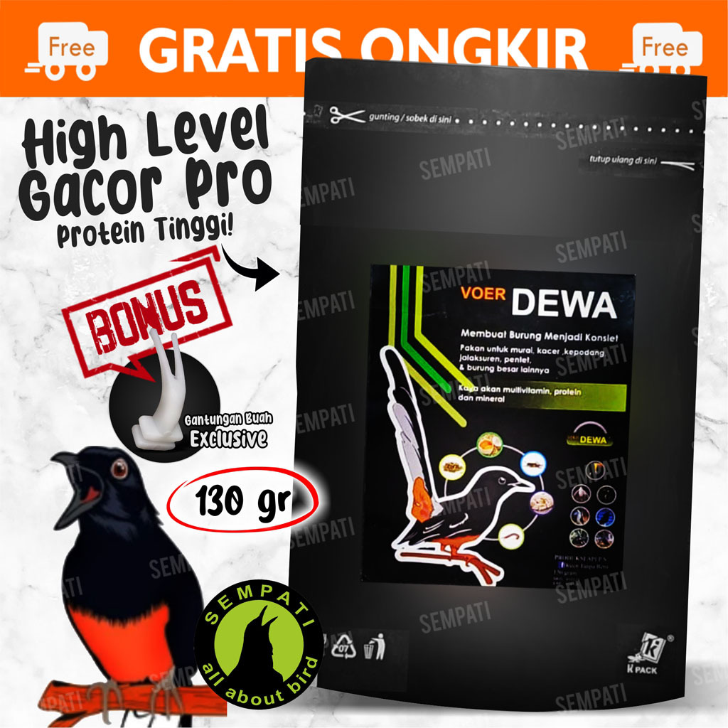 SEMPATI Voer Dewa Pur Kasar 130gr Pakan Harian Lomba Burung Kacer Murai Pentet Jalak Suren Anis Mera