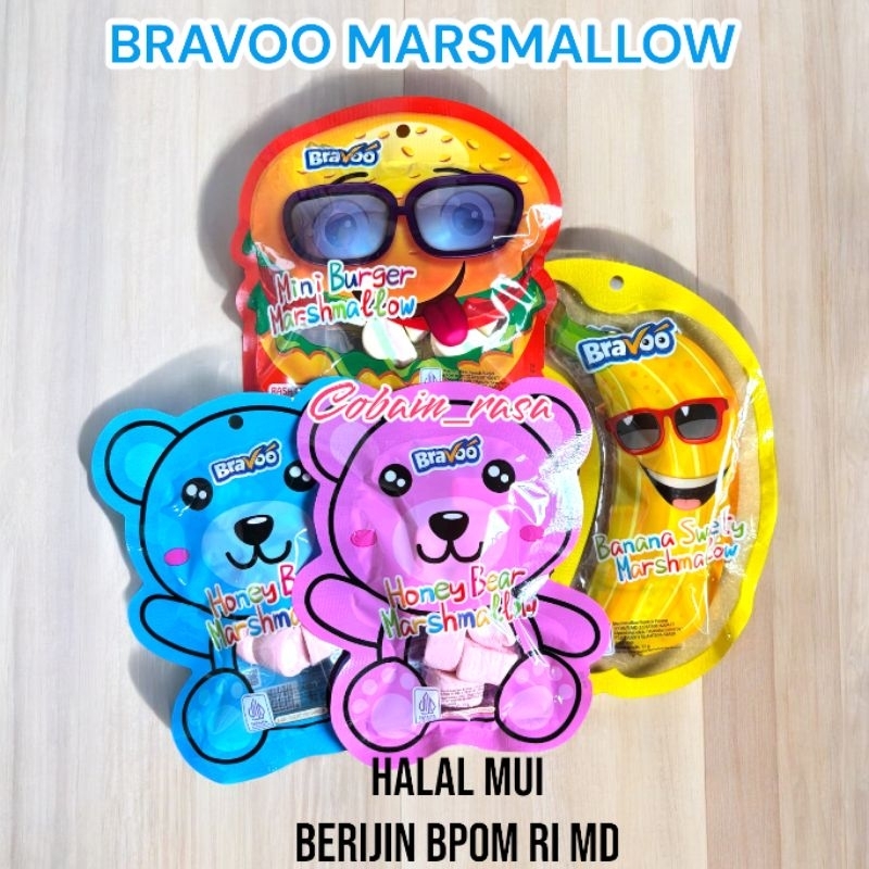 

MARSMALLOW BRAVOO Dengan variant rada yg UNIK DAN ENAK Sudah HALAL Dan BPOM