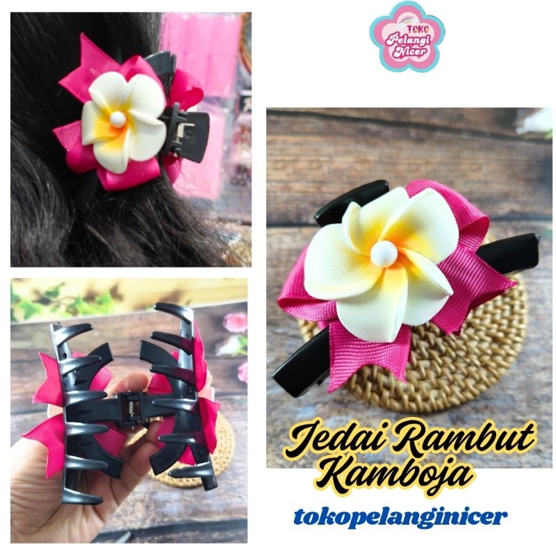 Jepit rambut bunga kamboja pita- Kep rambut pita kamboja-Jepit Korea Blackpink Bunga Kamboja- Hair p