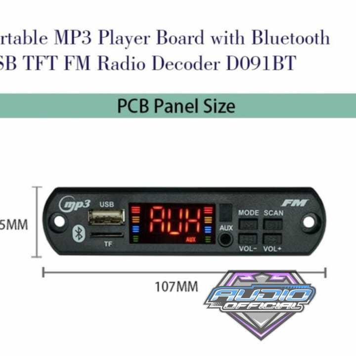 MP3 Player portable with Bluetooth USB TFT FM Radio D091BT