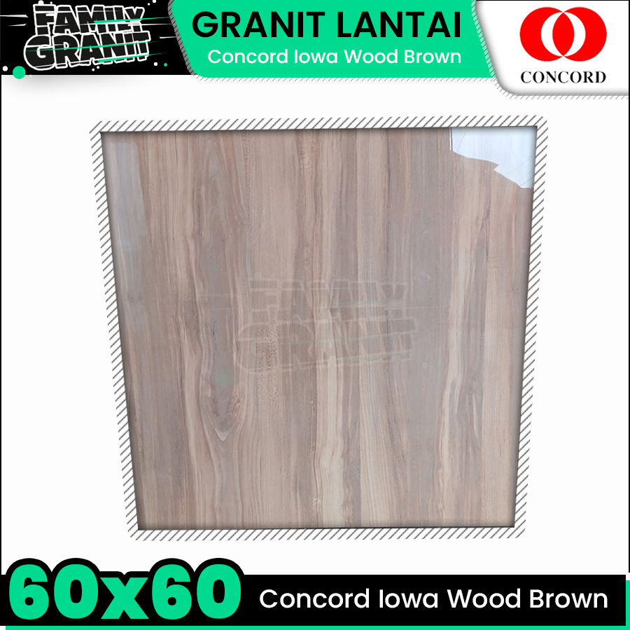 Granit Lantai 60x60 Concord Iowa Wood Brown Motif Marmer Kayu Tekstur Glossy