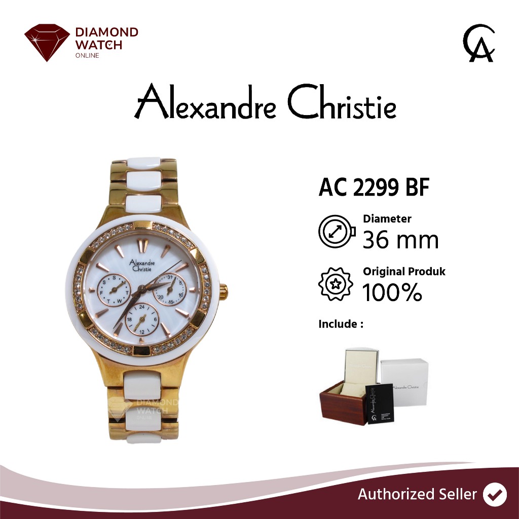 Alexandre Christie AC 2299 BF 36mm / 9mm Dial White Stainless Steel Ceramic Strap AC 2299 BF