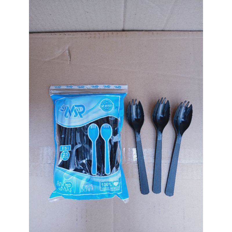 (25PCS) Sendok Garpu 2 in 1 /Sendok Garpu Plastik
