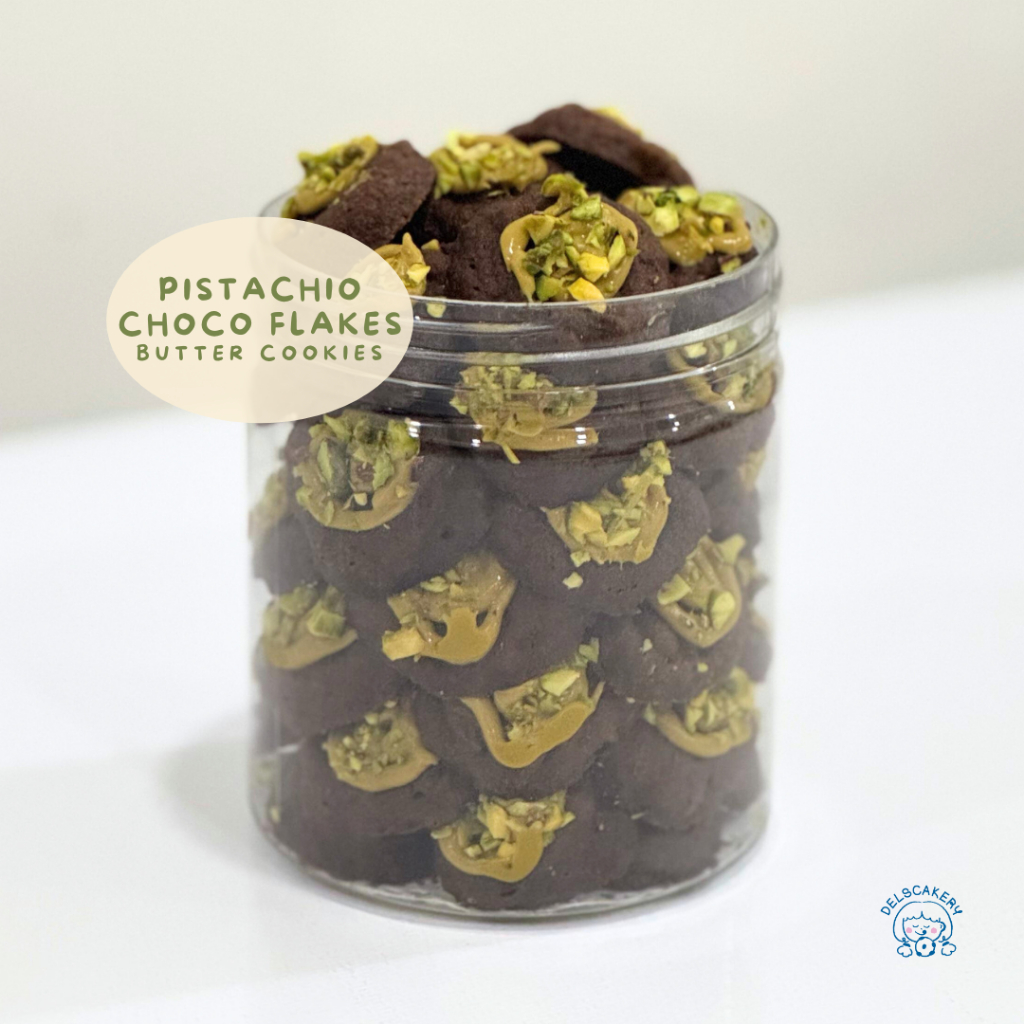 

KUE KERING LEBARAN PISTACHIO CHOCO FLAKES - BUTTER COOKIES (KUE KERING)