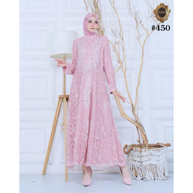 Gamis Brokat Premium Jumbo Busui Gaun Pesta Muslimah Grosir by Tozzo 452