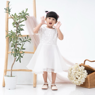 Delova Kids - DRESS BELLE Kids Organza Satin Dress Anak Gaun Cinderella Pesta Flowy Korea Style Lengan Pendek