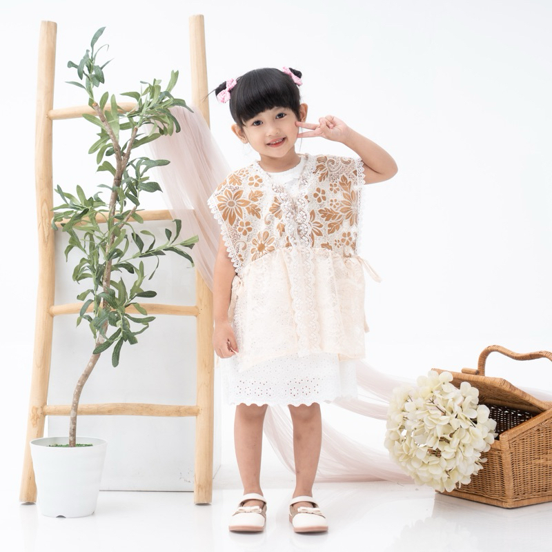 Delova Kids - JASMINE VEST Rompi Brukat Prada Anak Atasan Kondangan Lebaran Pesta Korea Style Couple Mom