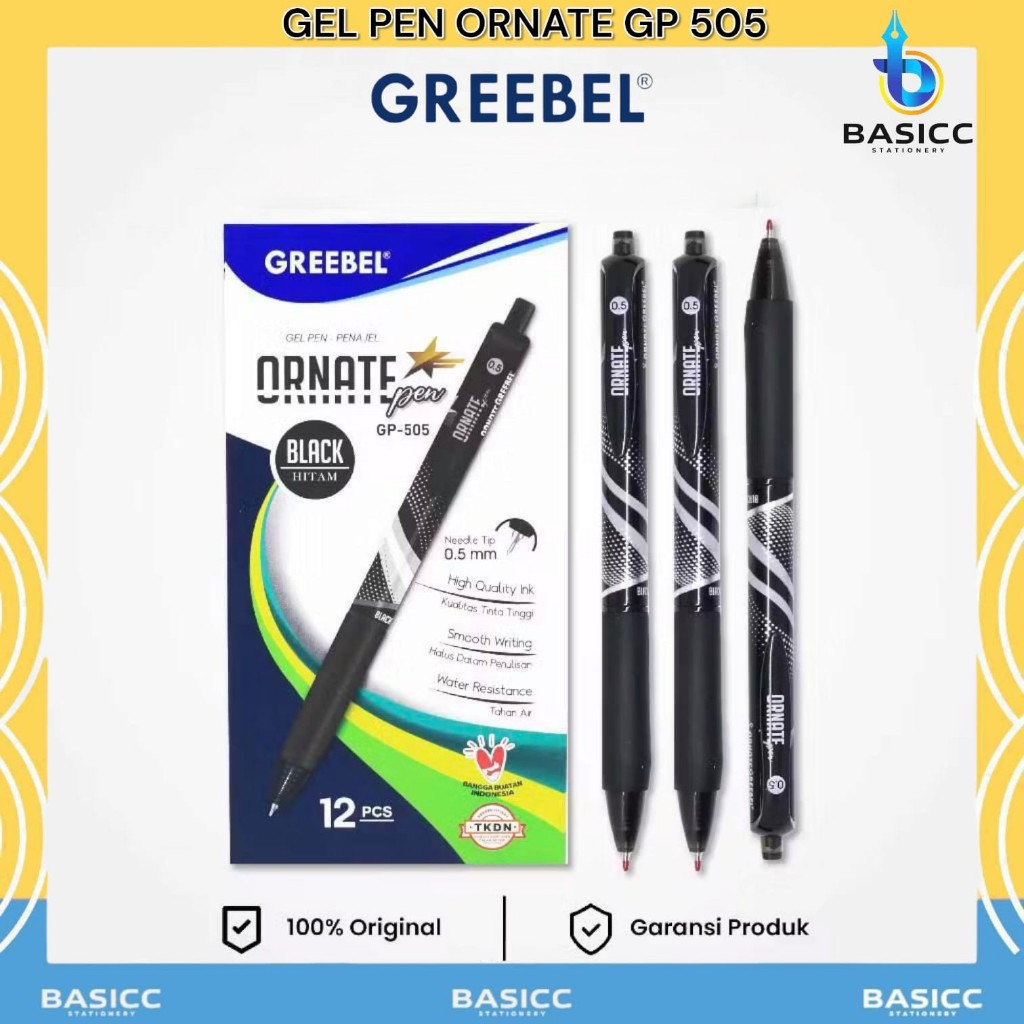 

Greebel Gel Pen Ornate 0.5mm GP 505 | @ 1 Ktk=12 Pcs