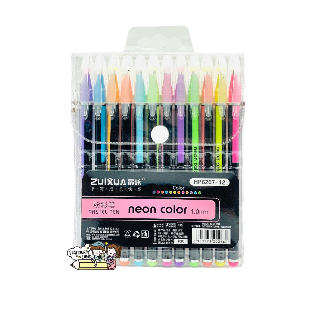 

( StaLand ) Bolpen Pulpen Bolpoin ZUIXUA 12 Warna Neon Pastel HP-6207-12 Bagus