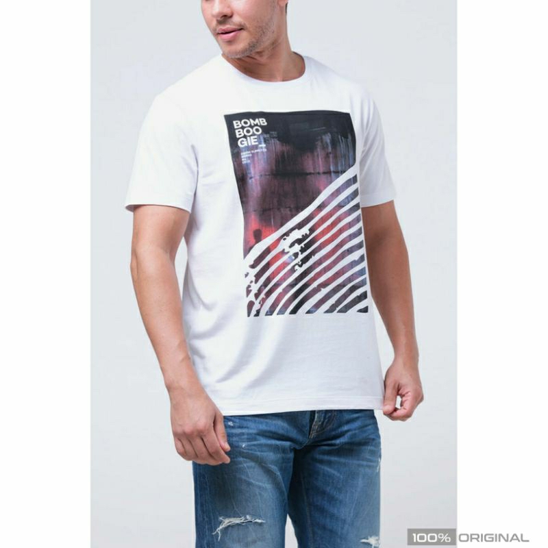 BOMBBOOGIE 100% ORIGINAL KAOS PUTIH PRIA BOMBBOOGIE ORIGINAL