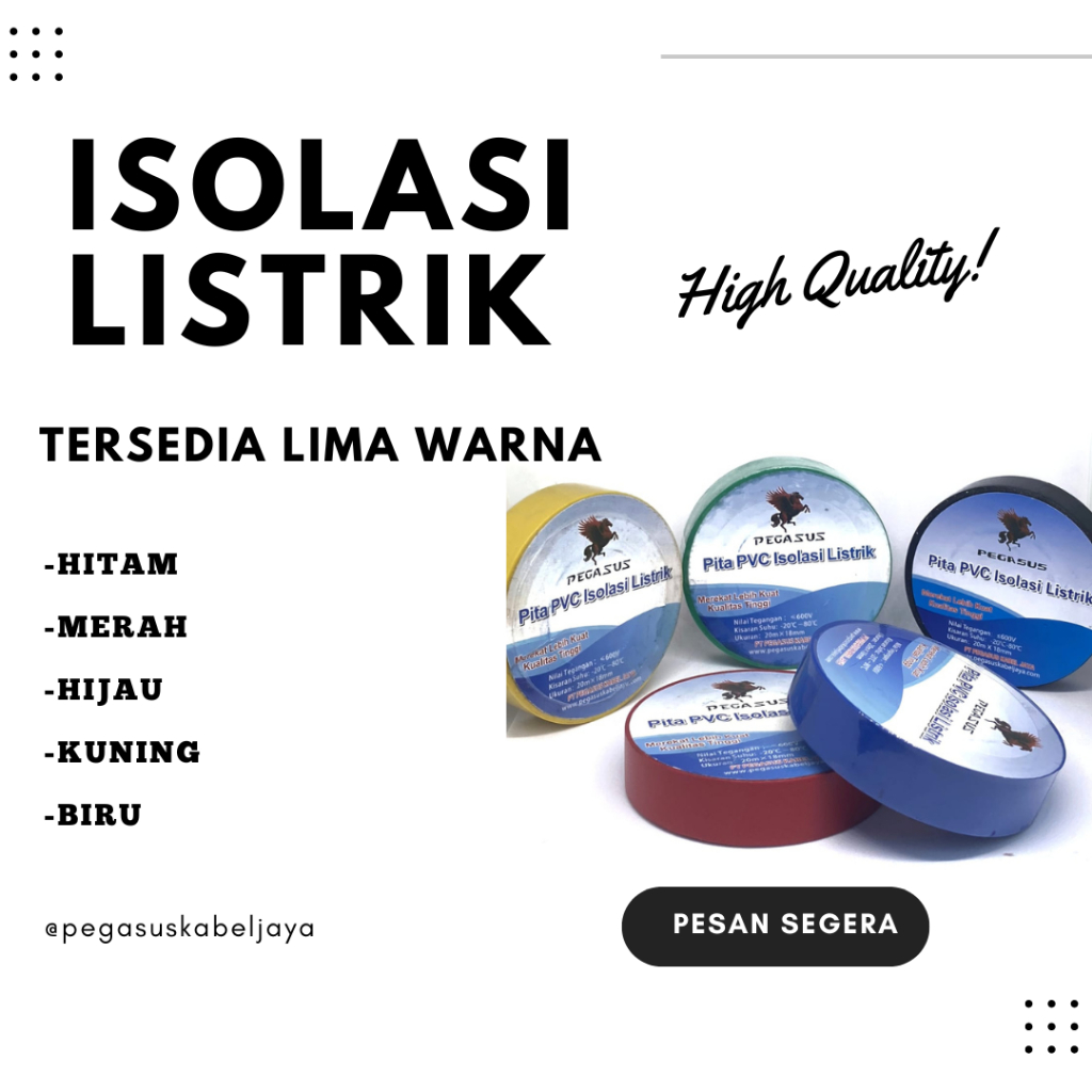 

Isolasi Listrik - Hitam - Electric Tape- 20m x 18mm /PERPACK - PEGASUS