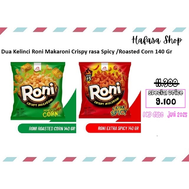 

Dua Kelinci Roni Makaroni Crispy rasa Spicy / Roasted Corn 140 gram