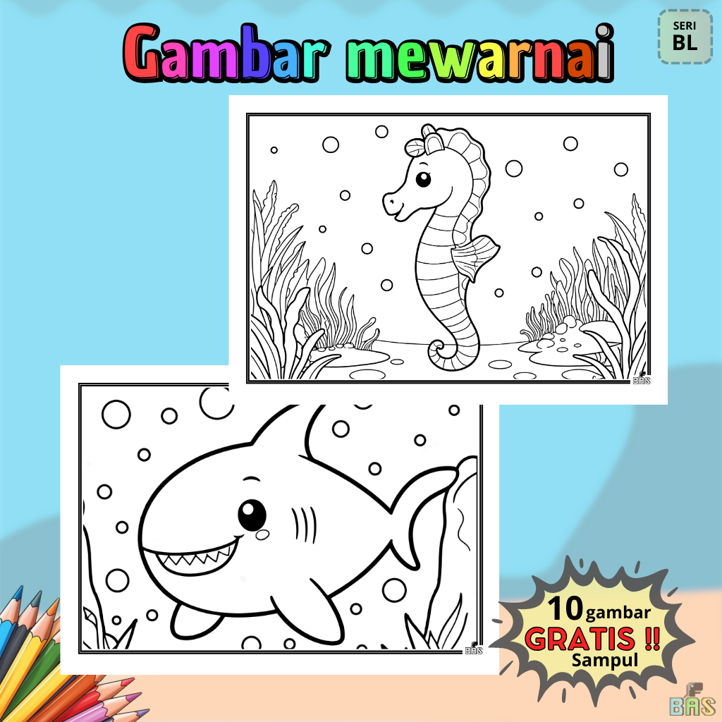 

Mewarnai gambar 10 lembar A5 tema Bawah Laut untuk anak PAUD TK SD kertas HVS 80 gsm terlaris termurah
