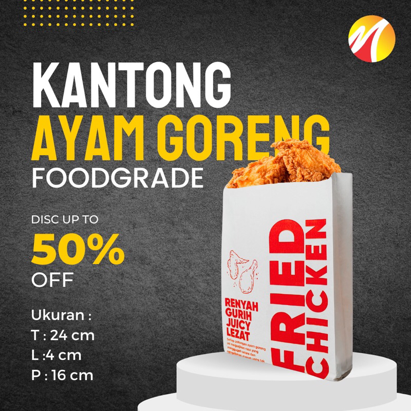 [isi 100] Kantong fried chicken termurah / kemasan kertas ayam goreng / kantong foodgrade / kantong 