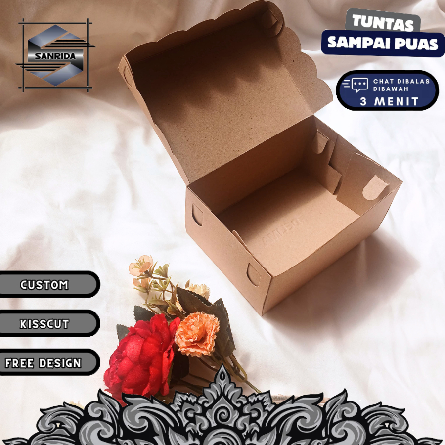 

Dus Kraft Snack Box Ukuran 10x14 Untuk Catering Makanan Sanrida Sticker Kardus Kotak Coklat Renda