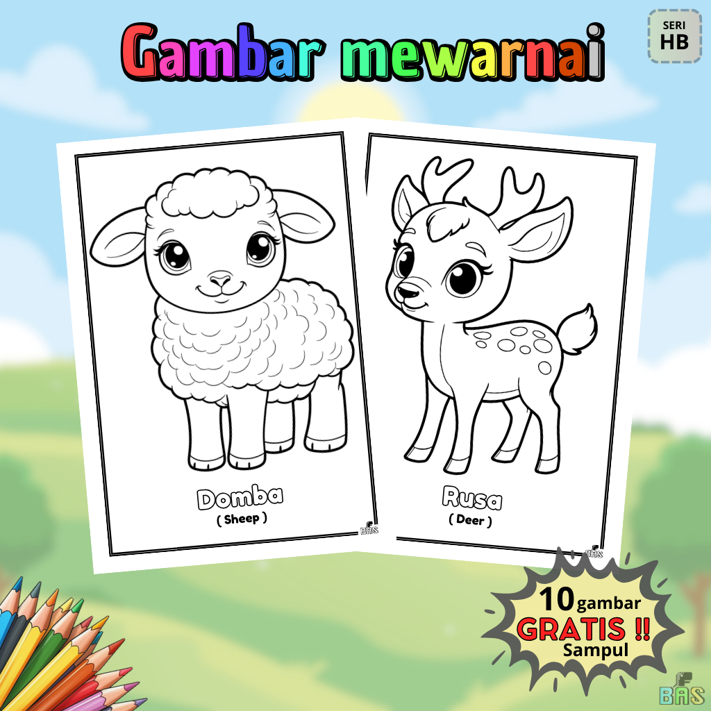 

Mewarnai gambar 10 lembar A5 tema Hewan Herbivora untuk anak PAUD TK SD kertas HVS 80 gsm terlaris termurah