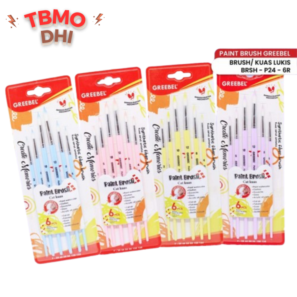 

TBMO GREEBEL Kuas Lukis Brush Paint Set 6pcs / BRSH-P24-6R