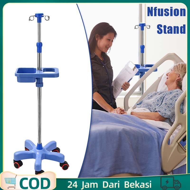 Tiang Infus/gantungan Infus Portable/standar Infus Portable/tiang Infus Adjustable Abs 5 Roda/stainl
