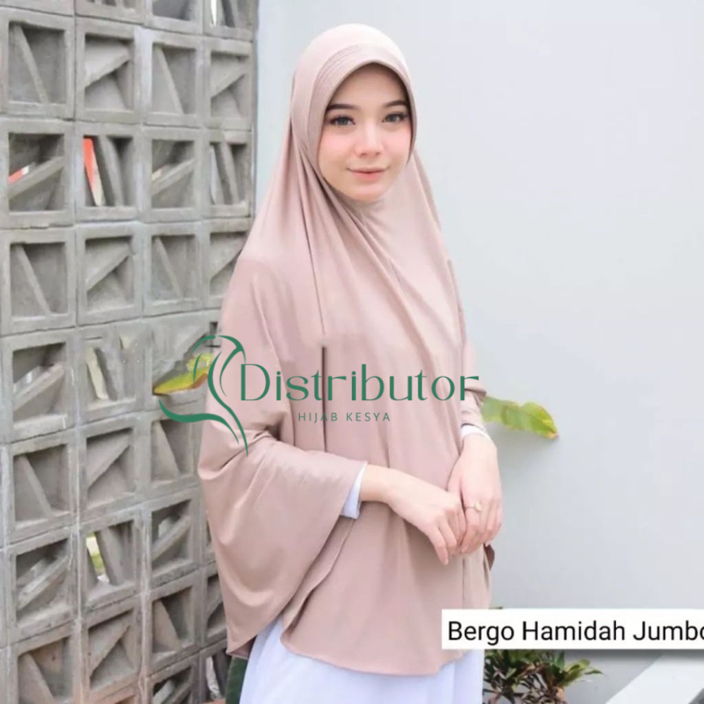 Hijab Khimar Bergo Hamidah Jumbo XL Spandek Jersey | Jilbab Bergo Simple Pad XL Spandek Jersey | Ker