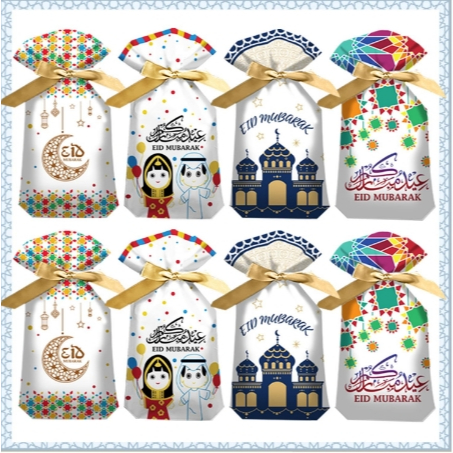 

Eid Mubarak Plastic Bag Kantong Serut Lebaran idul fitri 5pcs Bingkisan Parsel Goodie Bag