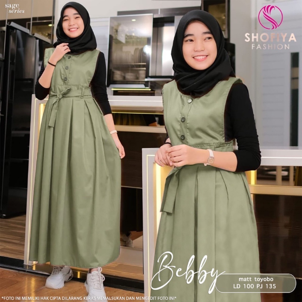 Bebby - Set Dress Gamis Inner Overall Remaja / Wanita by Shofiya Fashion
