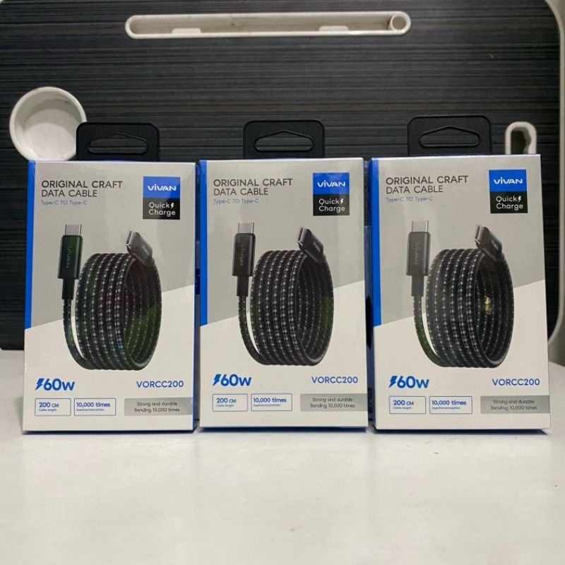 VIVAN VORCC200 ORIGINAL CRAFT DATA CABLE Type-C To Type-C 60W 200Cm