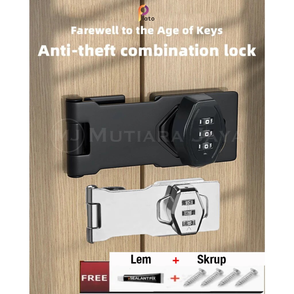 GEMBOK Overpal Grendel Kode Digit Kunci Pintu Lemari 30 PDK