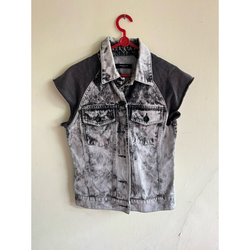 VEST ROMPI OUTER JEANS DENIM WANITA CEWEK HITAM ABU WASHING