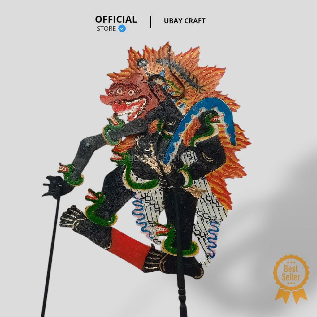 Wayang kulit sapi termurah Buto Amral Hitam -+ 50 Cm Kulit Asli