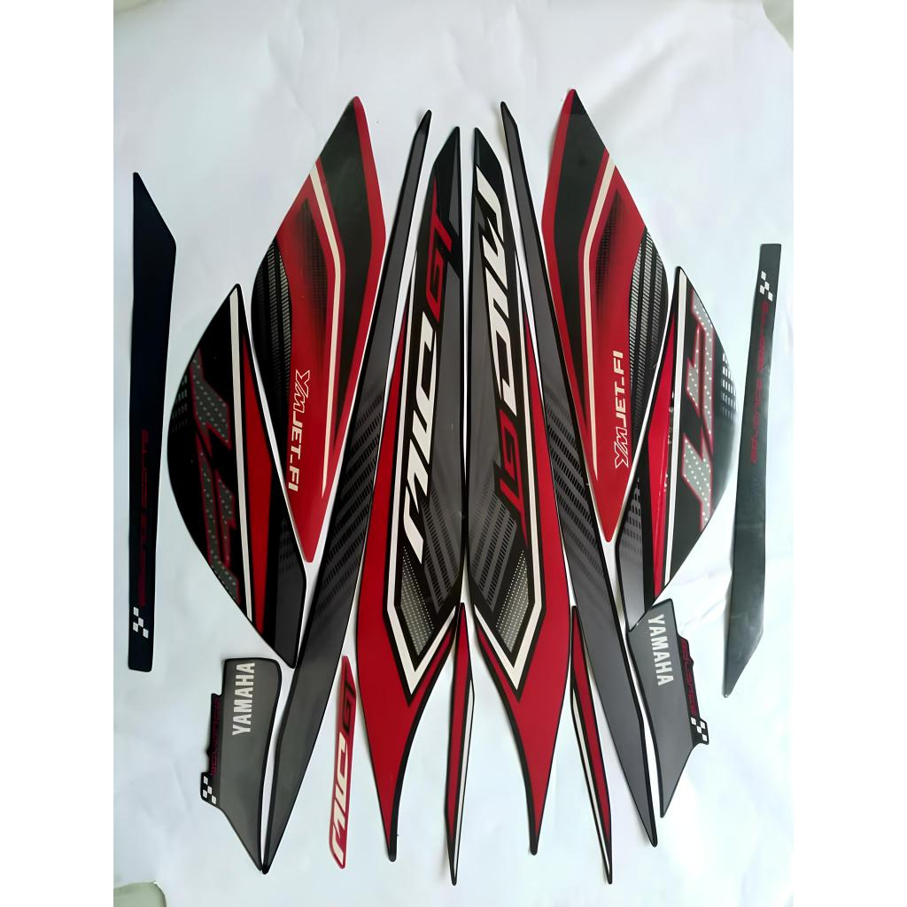 stiker striping yamaha mio gt 2013 hitam merah lis body standar berkualitas original