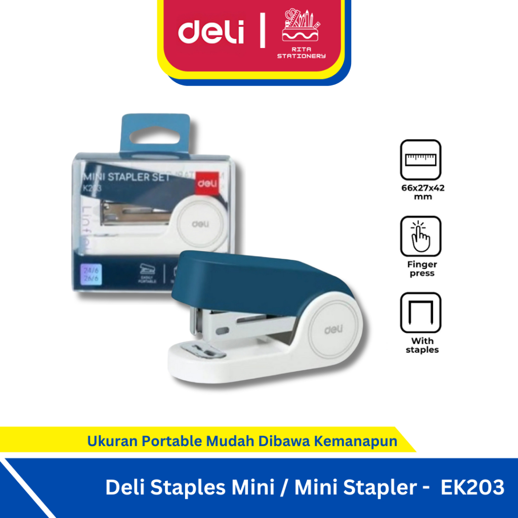 

Deli Mini Stapler / Hekter Lucu Biru Set Termasuk isi 24/6 & 26/6 - K203