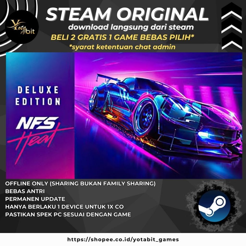 Need For Speed Heat / NFS Heat Deluxe Game PC Sharing Original Offline