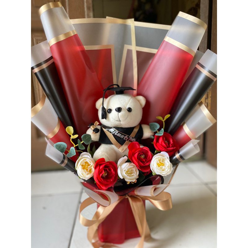 buket bunga artificial bouquet bucket bunga wisuda perpisahan ulang tahun anniversarry bunga kering 