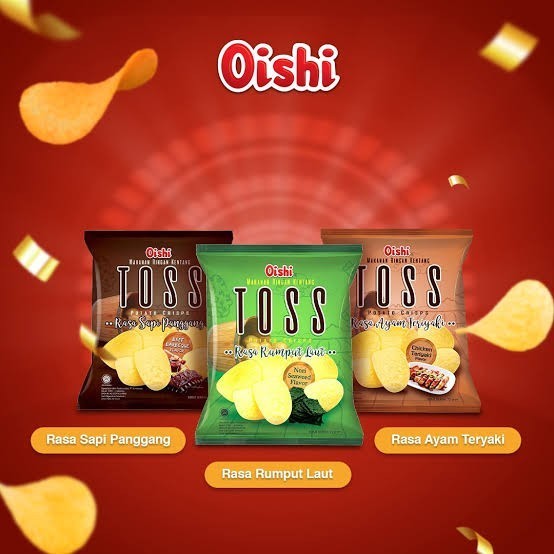 

OISHI TOSS POTATO CRISPS RASA RUMPUT LAUT / SAPI PANGGANG / AYAM TERIYAKI 75 GRAM