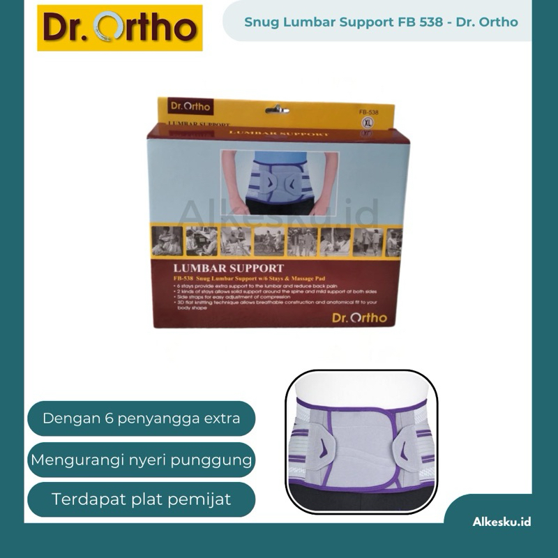 ALKESKU ❤️ DR. ORTHO - Korset Pinggang / Lumbar Support W/ 6 Stay FB 538
