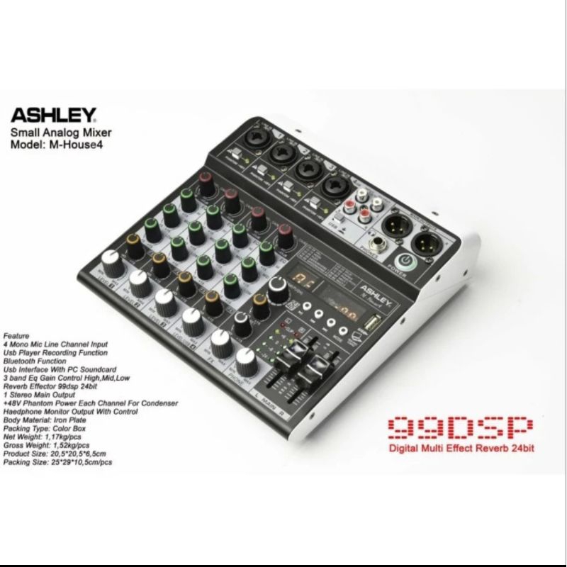 Mixer Ashley M-House4 mixer audio m house 4 usb bluetooth 4 channel original ashley