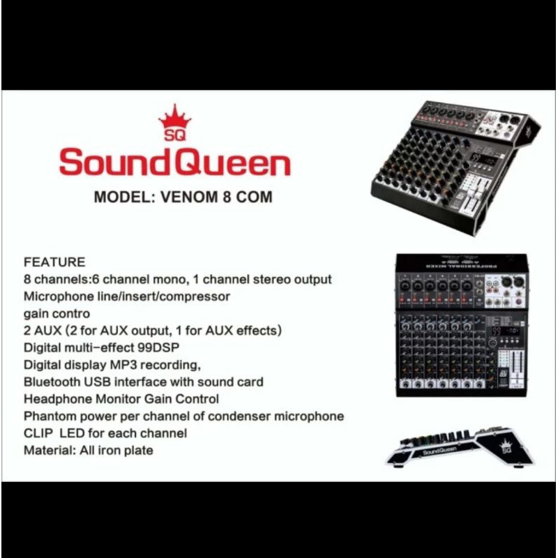 MIXER SOUNDQUEEN VENOM 8 Mixer audio sound queen VENOM 8 channel
