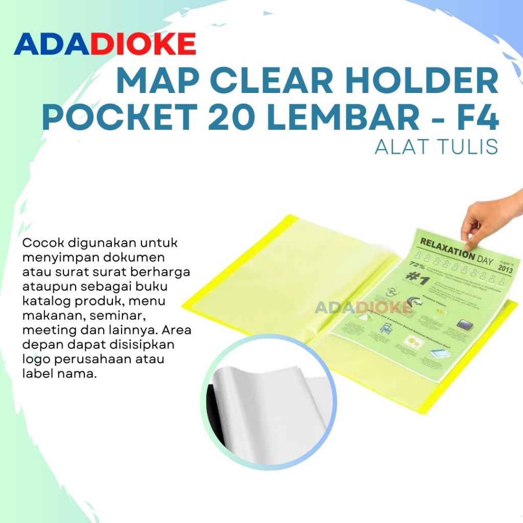 

Map Clear Holder Map Plastik Folio F4 Dokumen Keeper Clear Holder Isi 20 Pocket