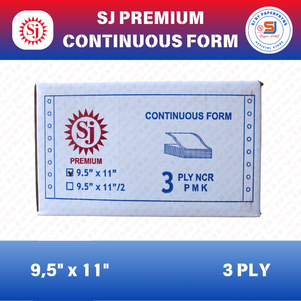 

SJ PREMIUM Continuous Form 9,5" × 11" (3 PLY) NCR Sheets