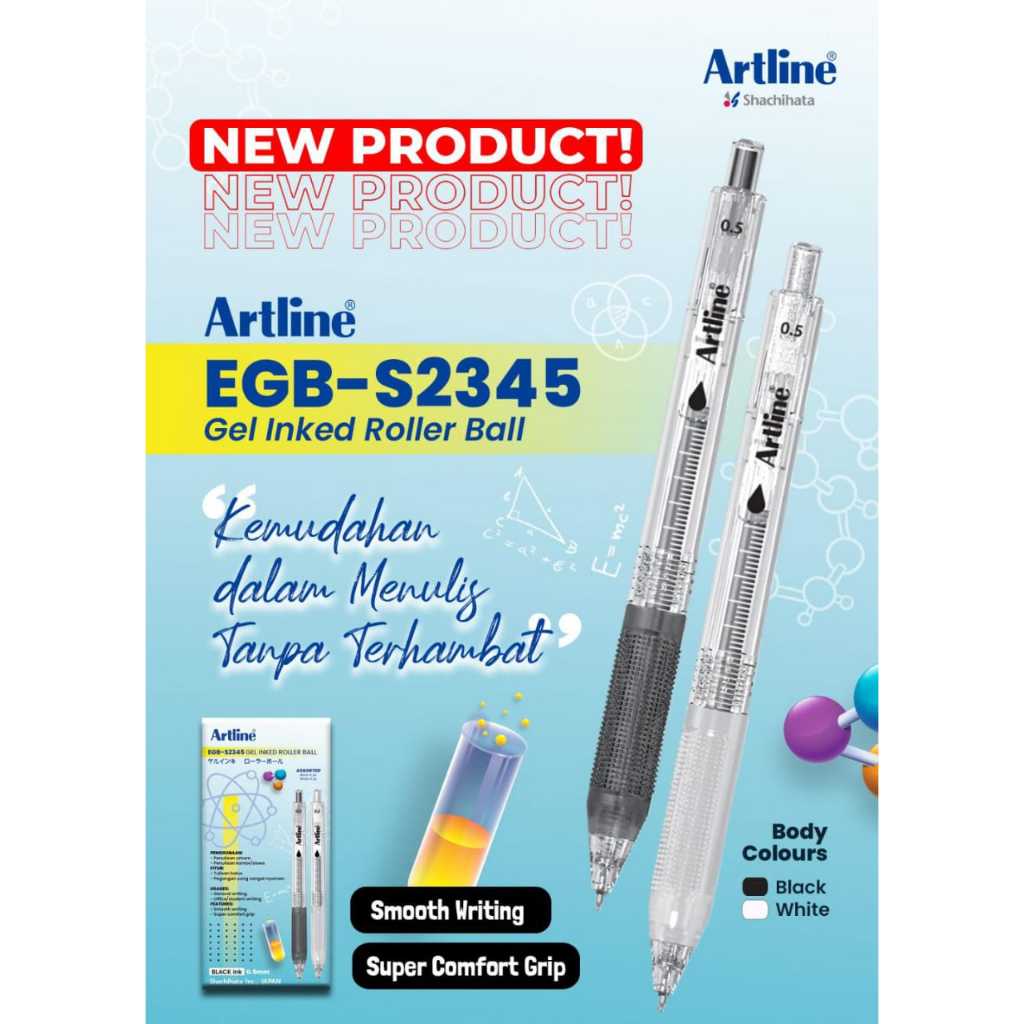 

(1 PCS) PULPEN ARTLINE EGB-S2345 / tinta hitam egbs2345 pulpen klik click gel roller ball pena bolpen minimalis simple atk alat tulis kantor sekolah kuliah stationery murah / m21 stationery jogja