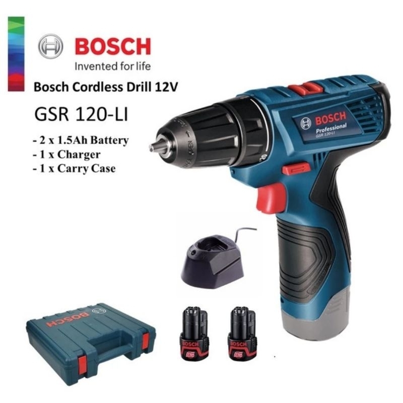 Bosch GSR 120Li Cordless Drill Driver Bor obeng baterai Bosch 12V