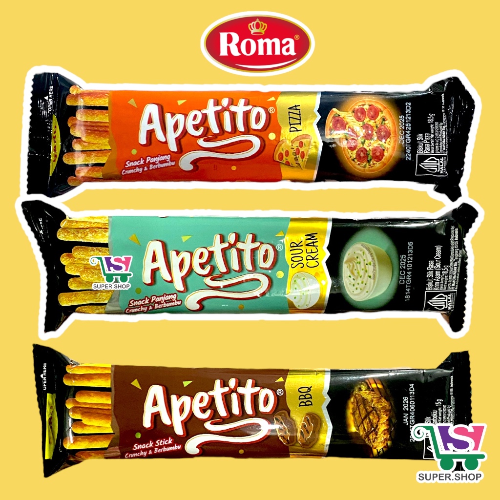 

Roma APETITO Biskuit Stik Tomato / BBQ 18,5 Gram