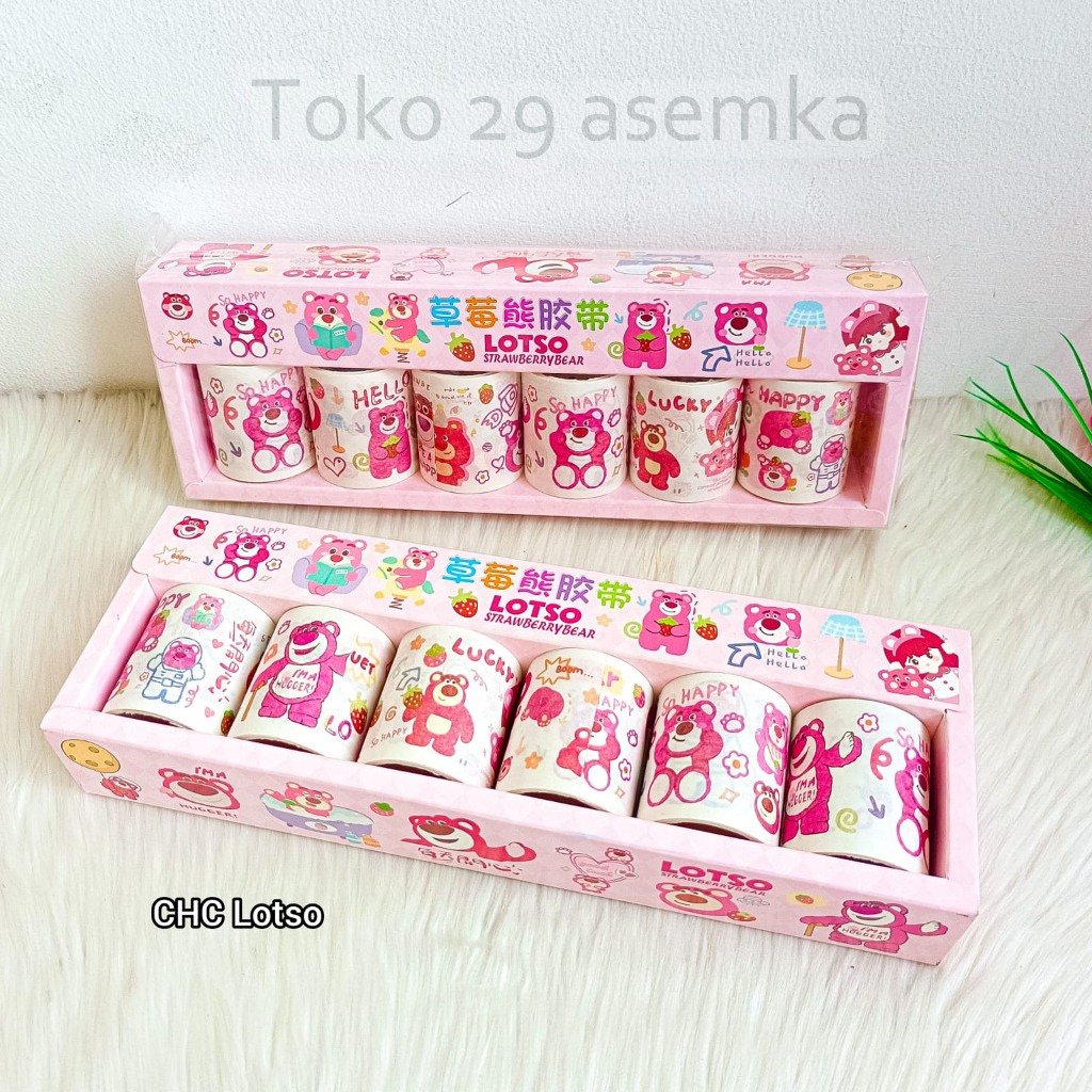 

SOLATIP WASHI TAPE LOTSO CHC 1 BOX ISI 6 ROLL ALAT JURNALING JURNAL SATU KARAKTER BERUANG LOTSO